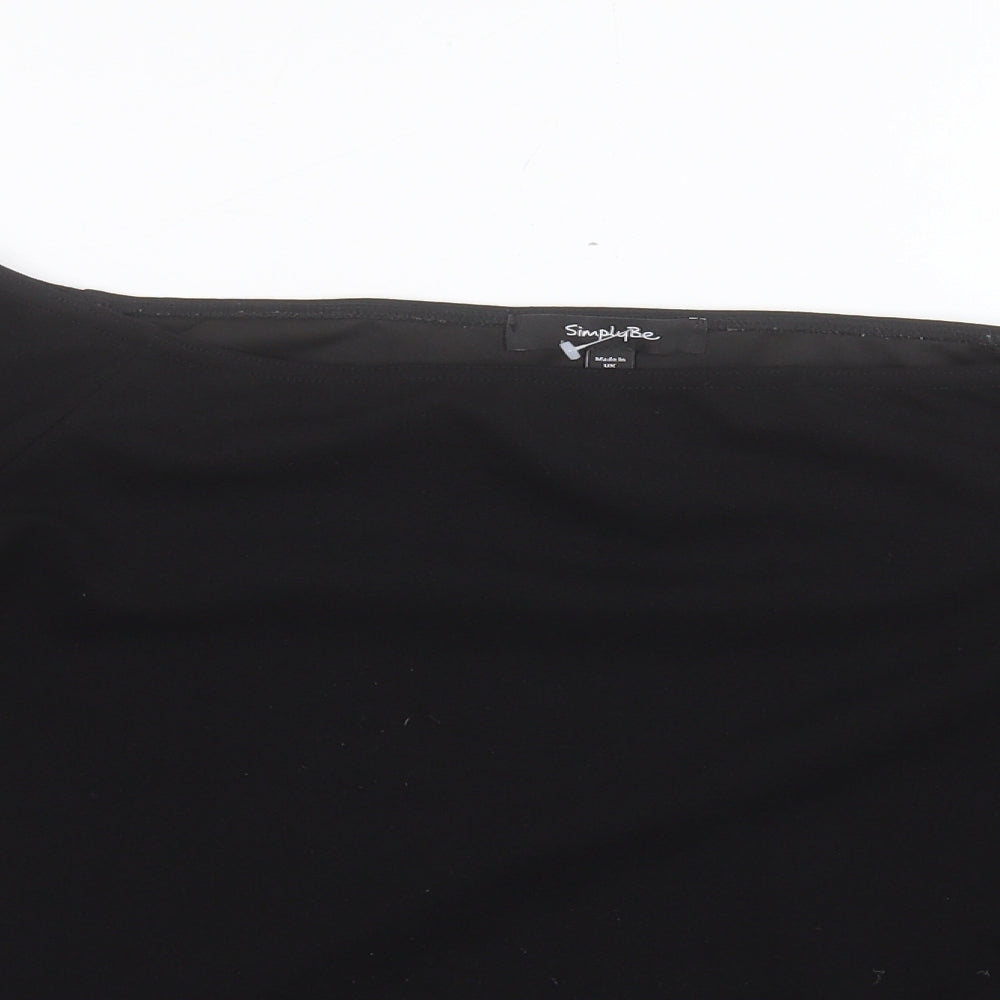 Simply Be Womens Black Polyester Basic T-Shirt Size 16 Off the Shoulder