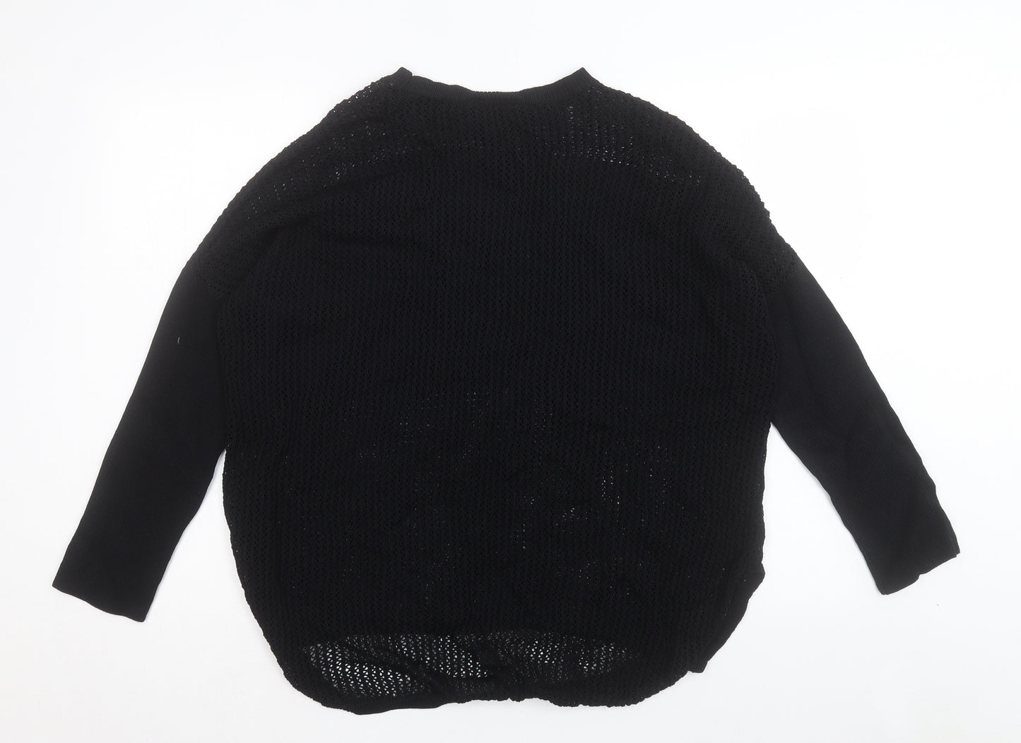 Topshop Womens Black Crew Neck Acrylic Pullover Jumper Size 10