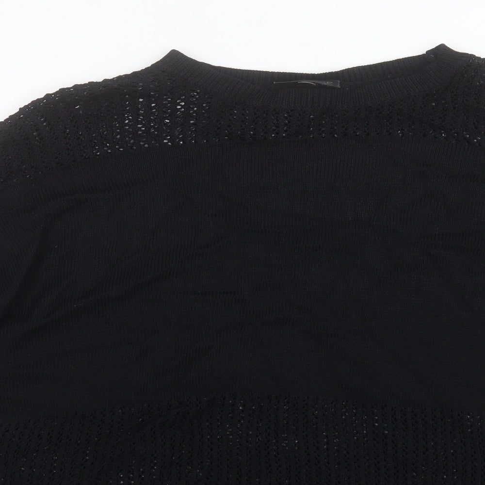 Topshop Womens Black Crew Neck Acrylic Pullover Jumper Size 10