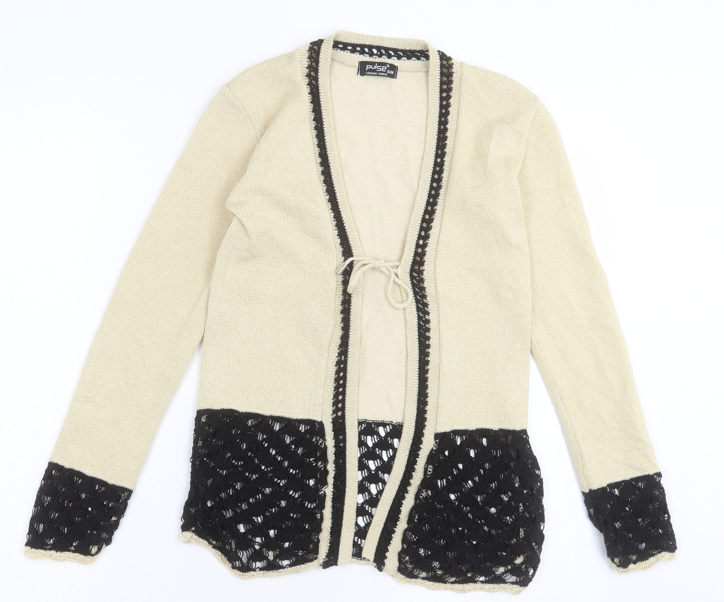Pulse Womens Beige V-Neck Acrylic Cardigan Jumper Size S