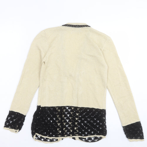 Pulse Womens Beige V-Neck Acrylic Cardigan Jumper Size S