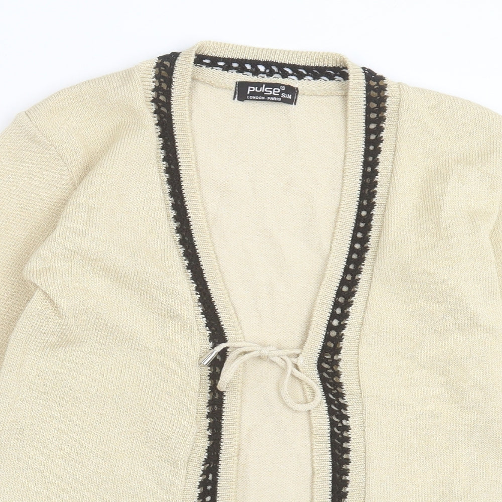 Pulse Womens Beige V-Neck Acrylic Cardigan Jumper Size S