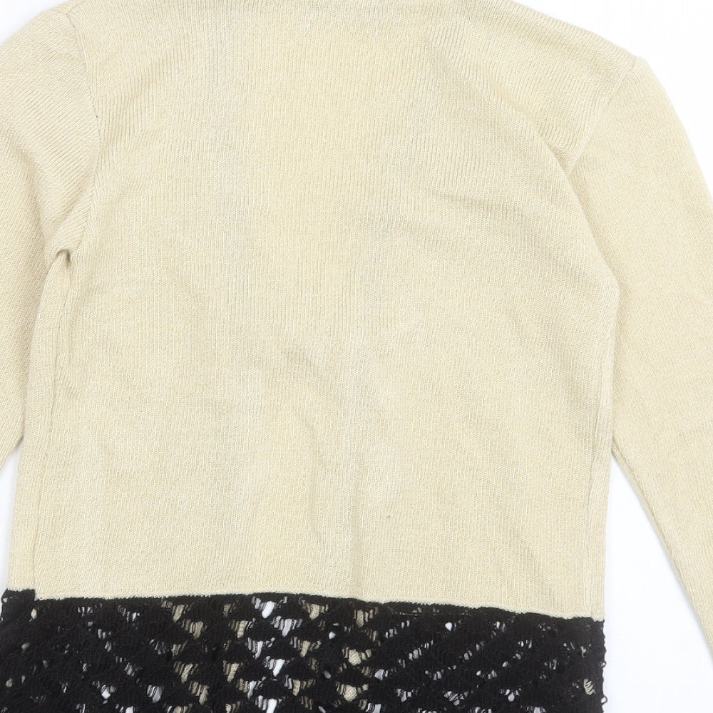 Pulse Womens Beige V-Neck Acrylic Cardigan Jumper Size S