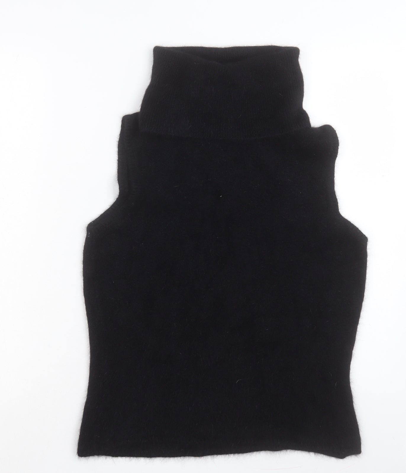 River Island Womens Black Roll Neck Cotton Vest Jumper Size 18
