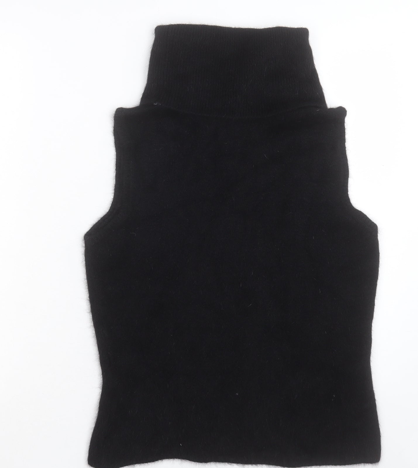 River Island Womens Black Roll Neck Cotton Vest Jumper Size 18
