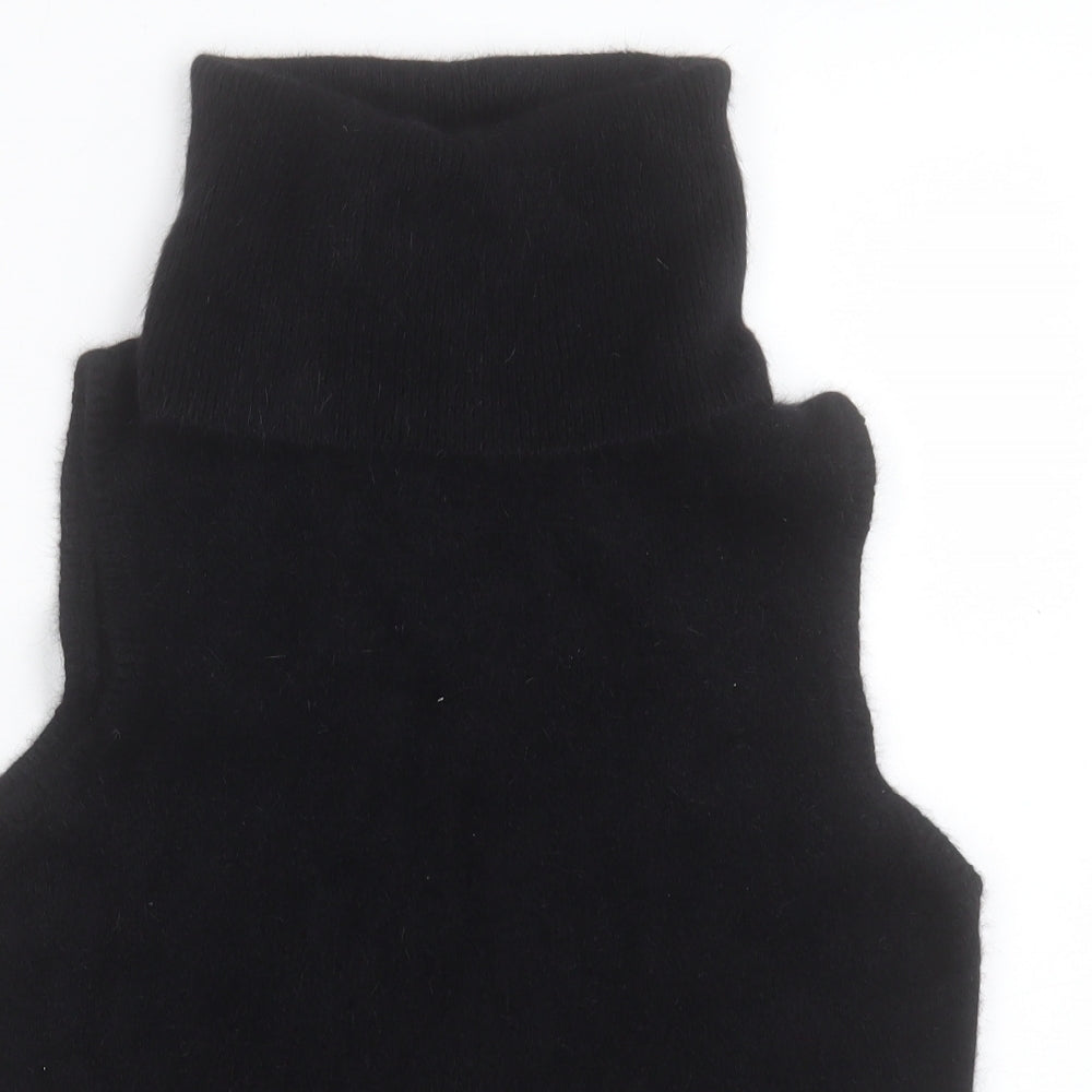 River Island Womens Black Roll Neck Cotton Vest Jumper Size 18
