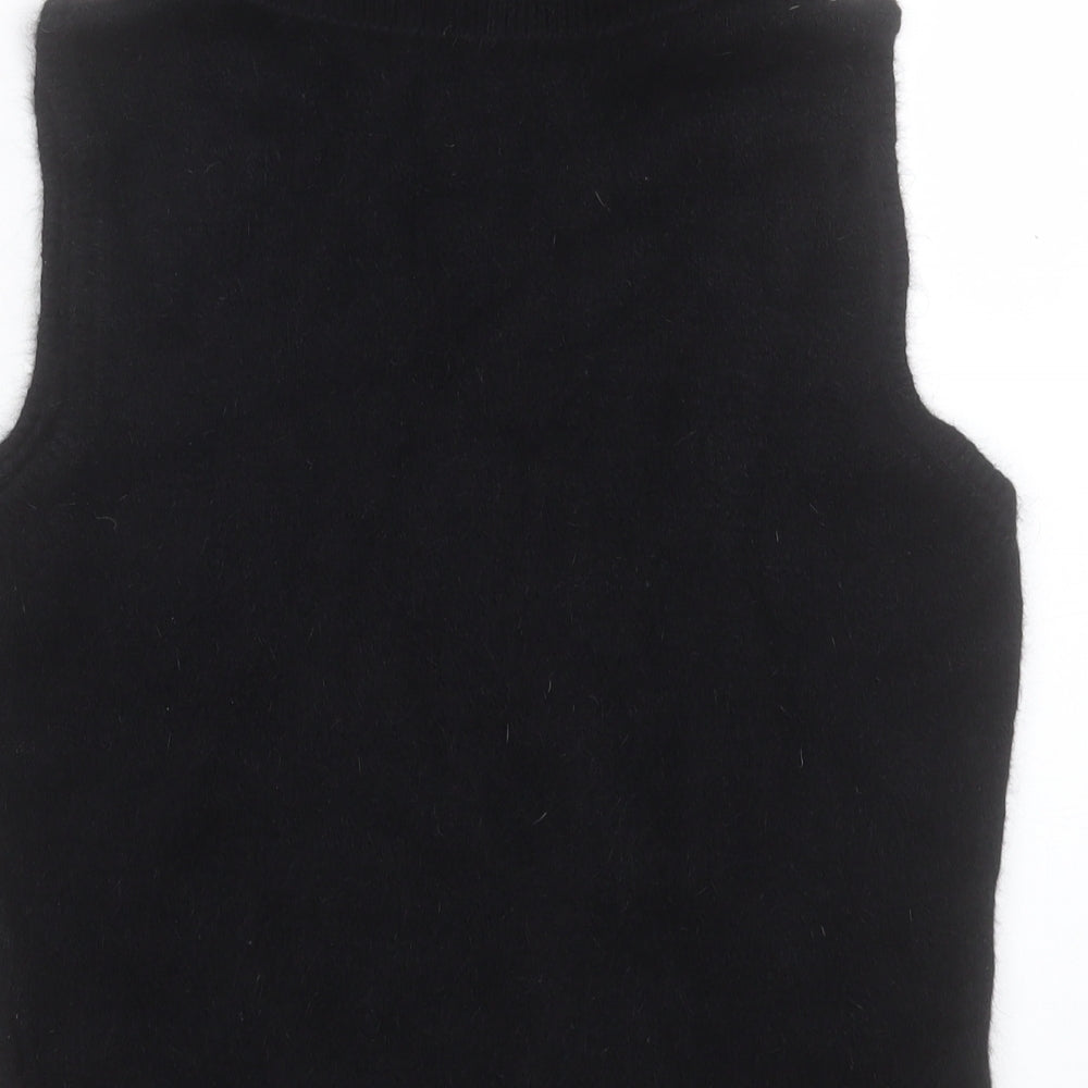 River Island Womens Black Roll Neck Cotton Vest Jumper Size 18