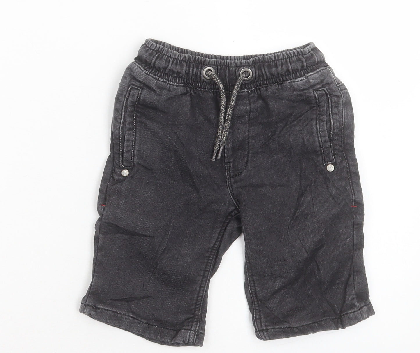NEXT Boys Black Cotton Bermuda Shorts Size 7 Years Regular Drawstring