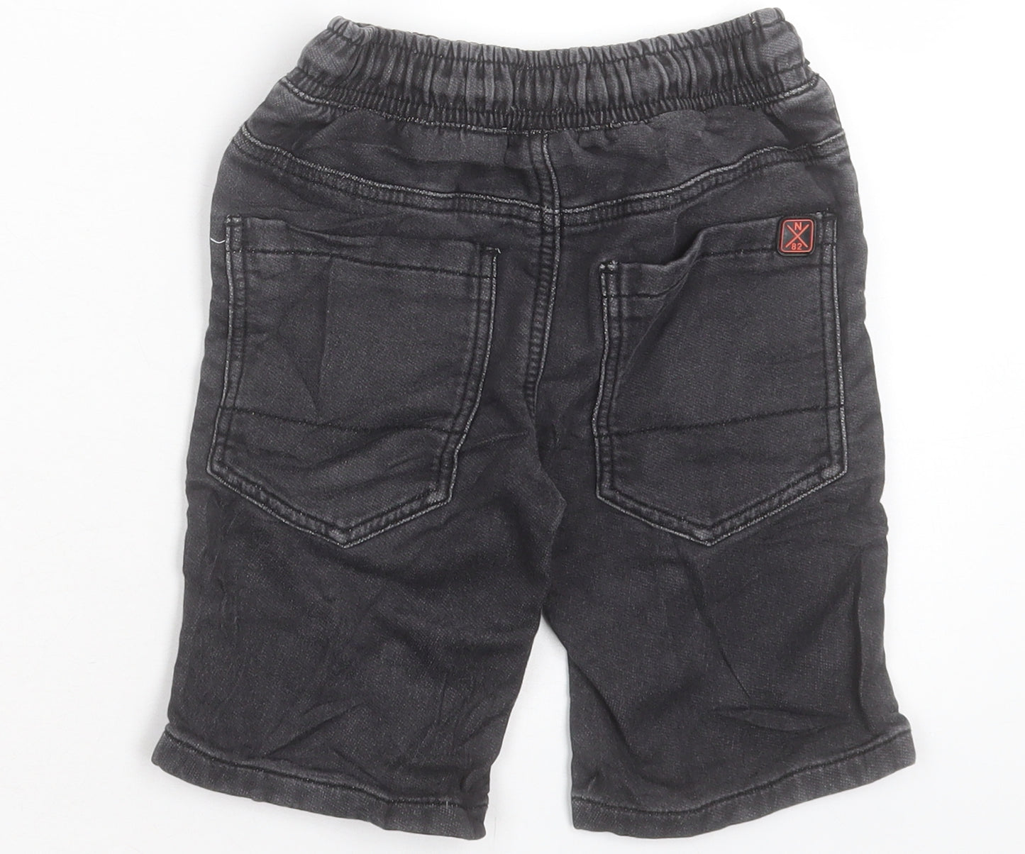 NEXT Boys Black Cotton Bermuda Shorts Size 7 Years Regular Drawstring