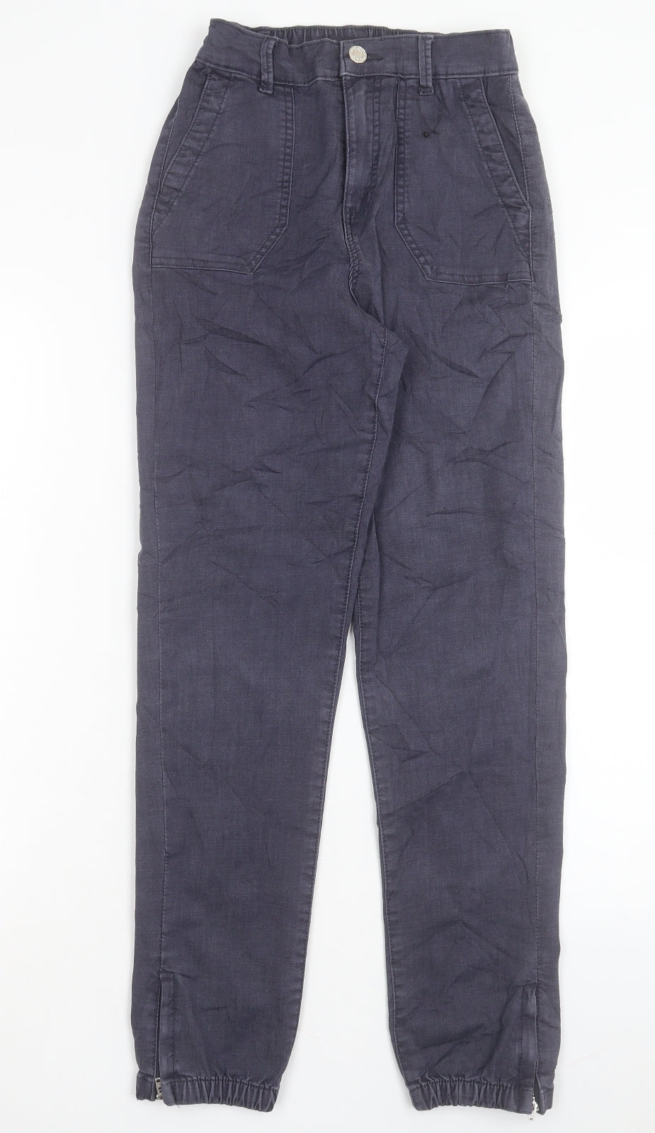 Marks and Spencer Womens Blue Cotton Straight Jeans Size 6 L28 in Regular Button