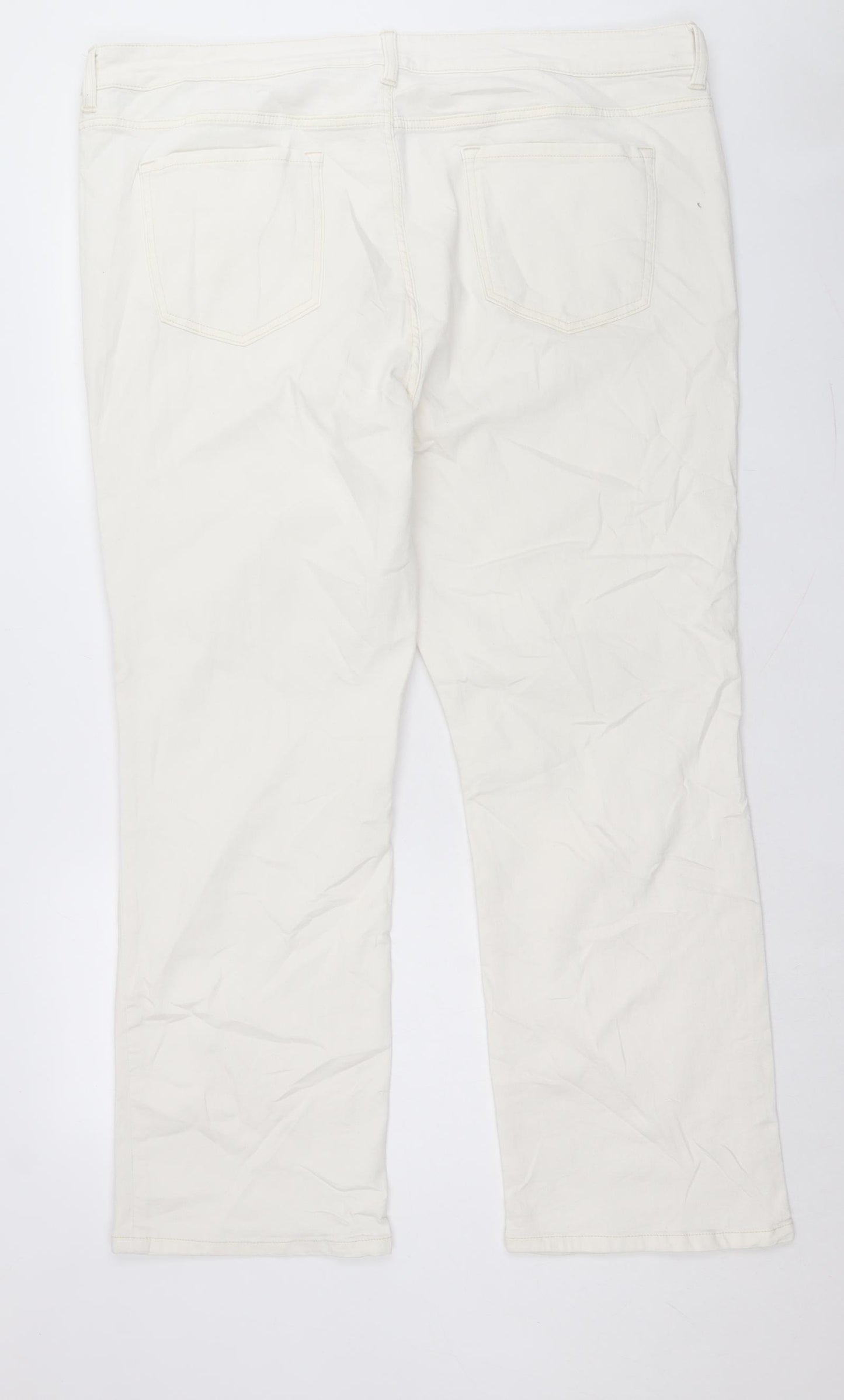 Marks and Spencer Womens White Cotton Bootcut Jeans Size 24 L30 in Regular Button