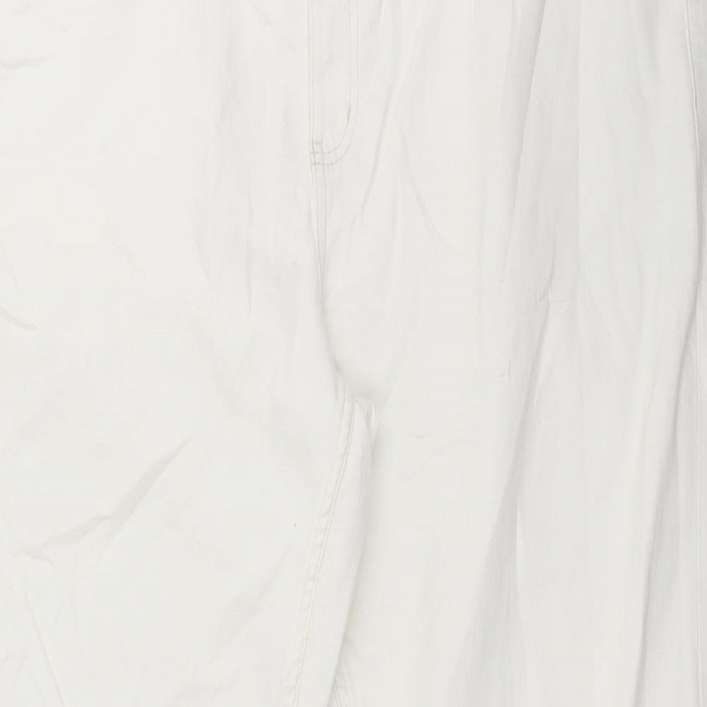 Marks and Spencer Womens White Cotton Bootcut Jeans Size 24 L30 in Regular Button
