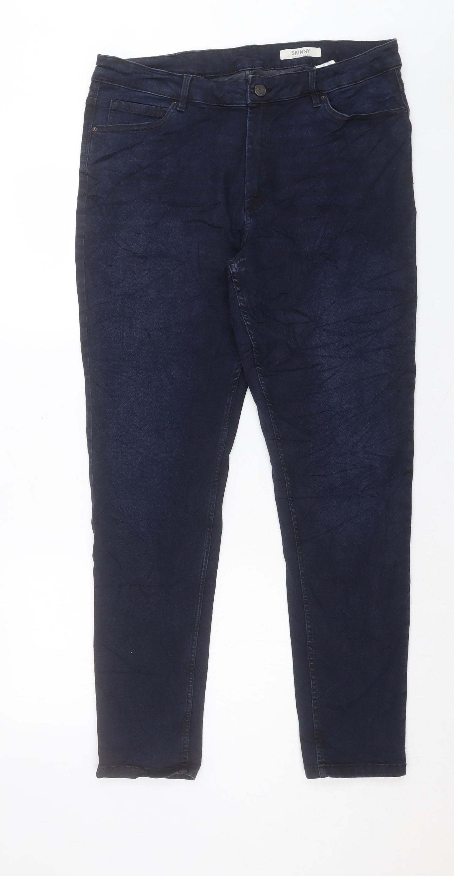Marks and Spencer Womens Blue Cotton Skinny Jeans Size 16 L30 in Regular Button