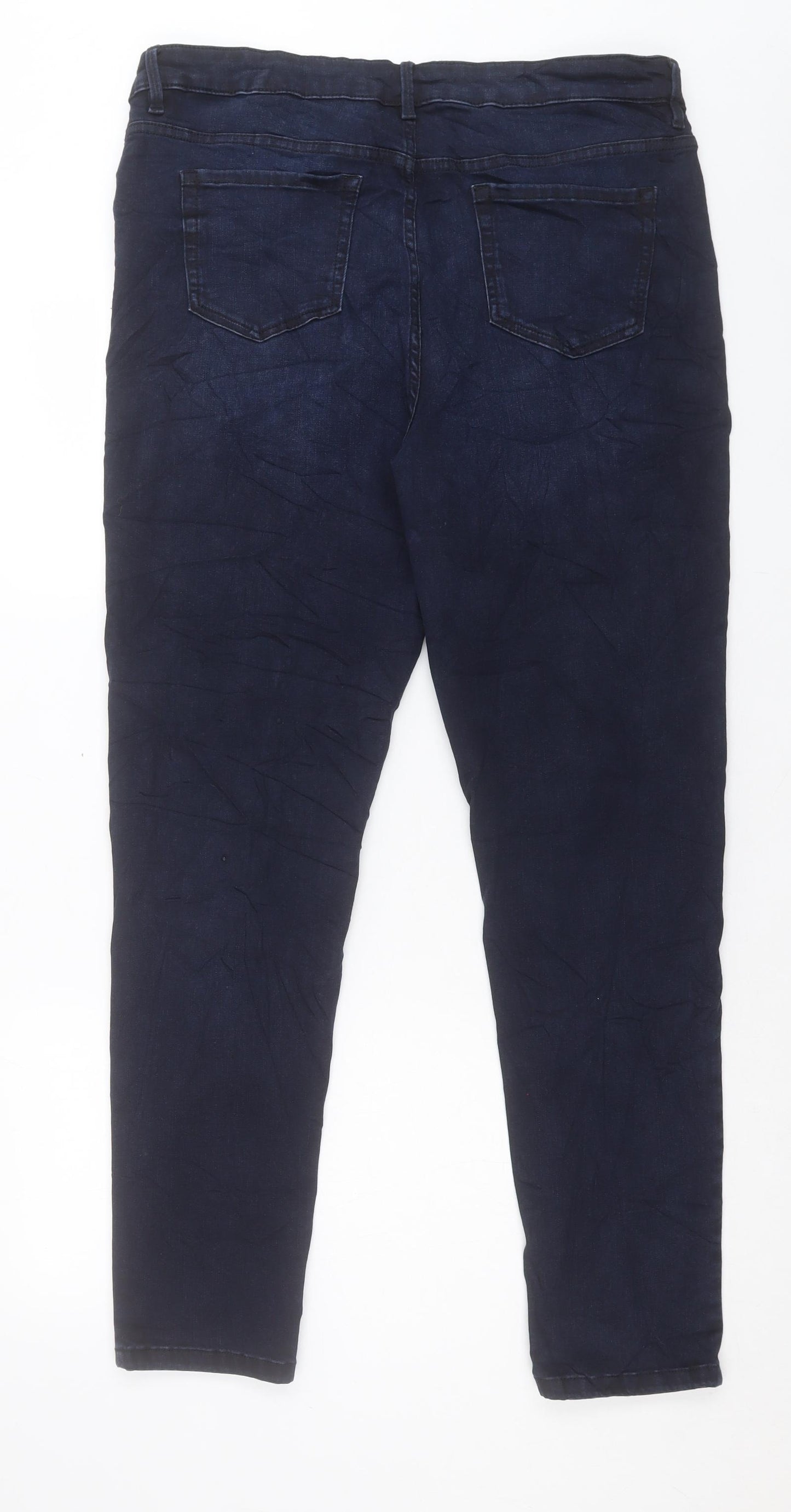 Marks and Spencer Womens Blue Cotton Skinny Jeans Size 16 L30 in Regular Button