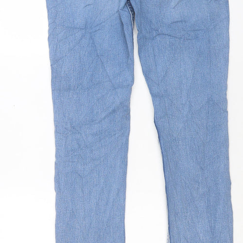Marks and Spencer Womens Blue Cotton Straight Jeans Size 12 L31 in Slim Button