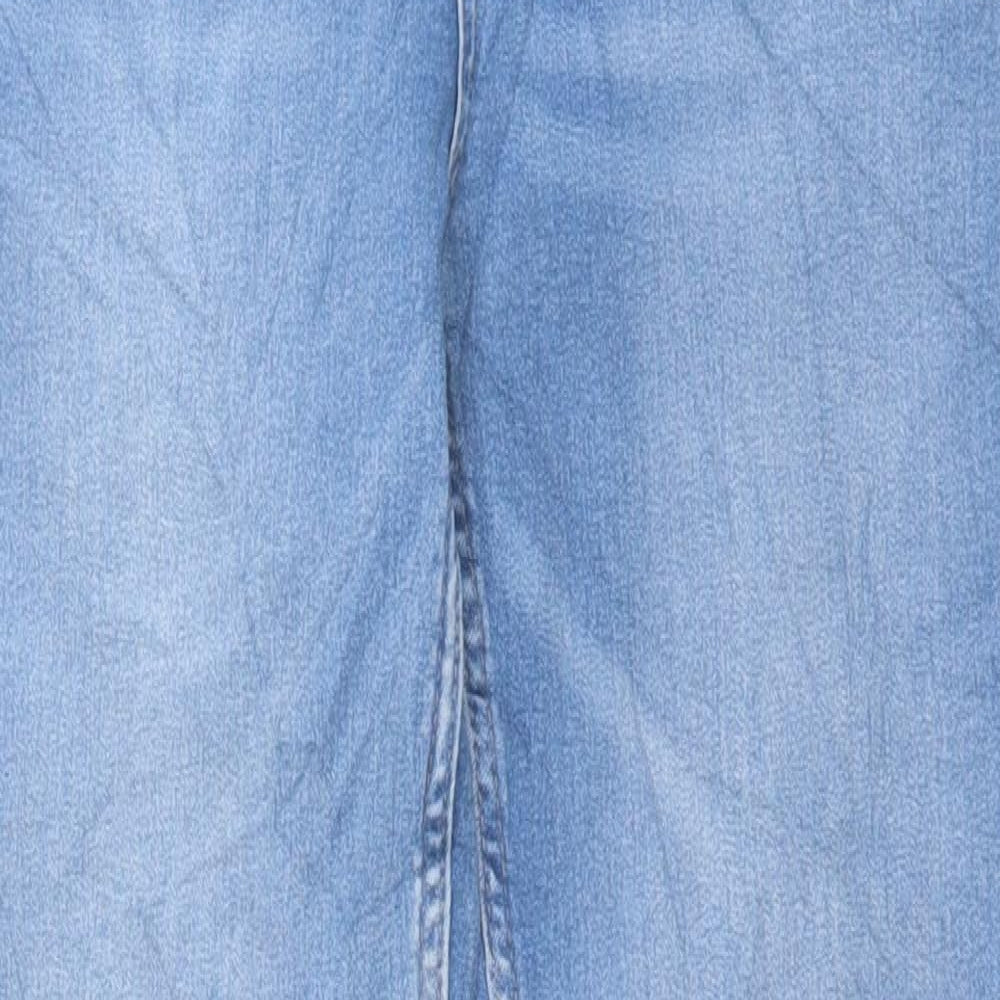 Marks and Spencer Womens Blue Cotton Straight Jeans Size 12 L31 in Slim Button
