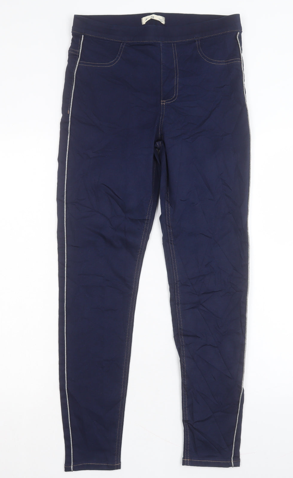 Marks and Spencer Womens Blue Cotton Jegging Trousers Size 12 L28 in Regular