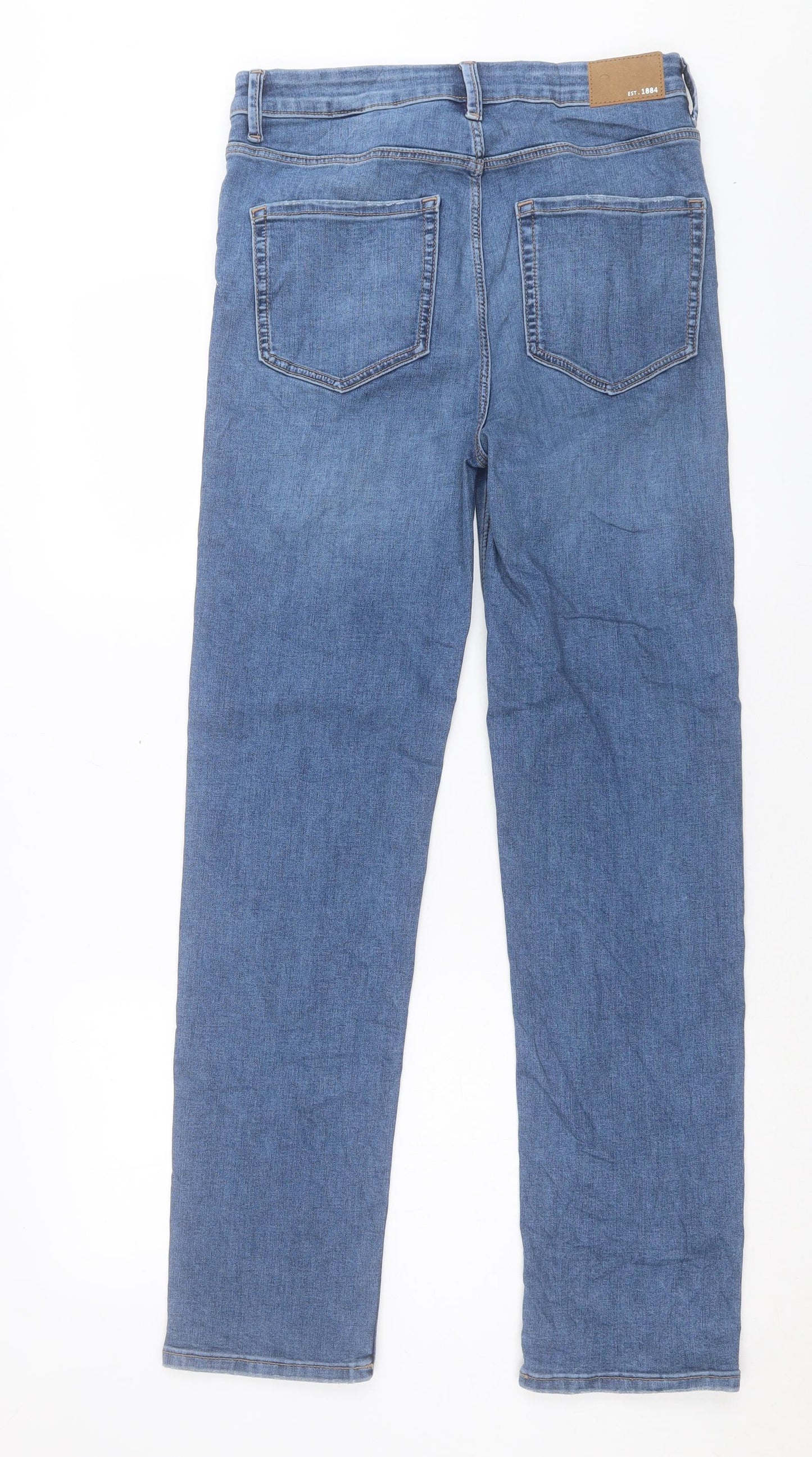 Marks and Spencer Womens Blue Cotton Straight Jeans Size 12 L30 in Regular Button