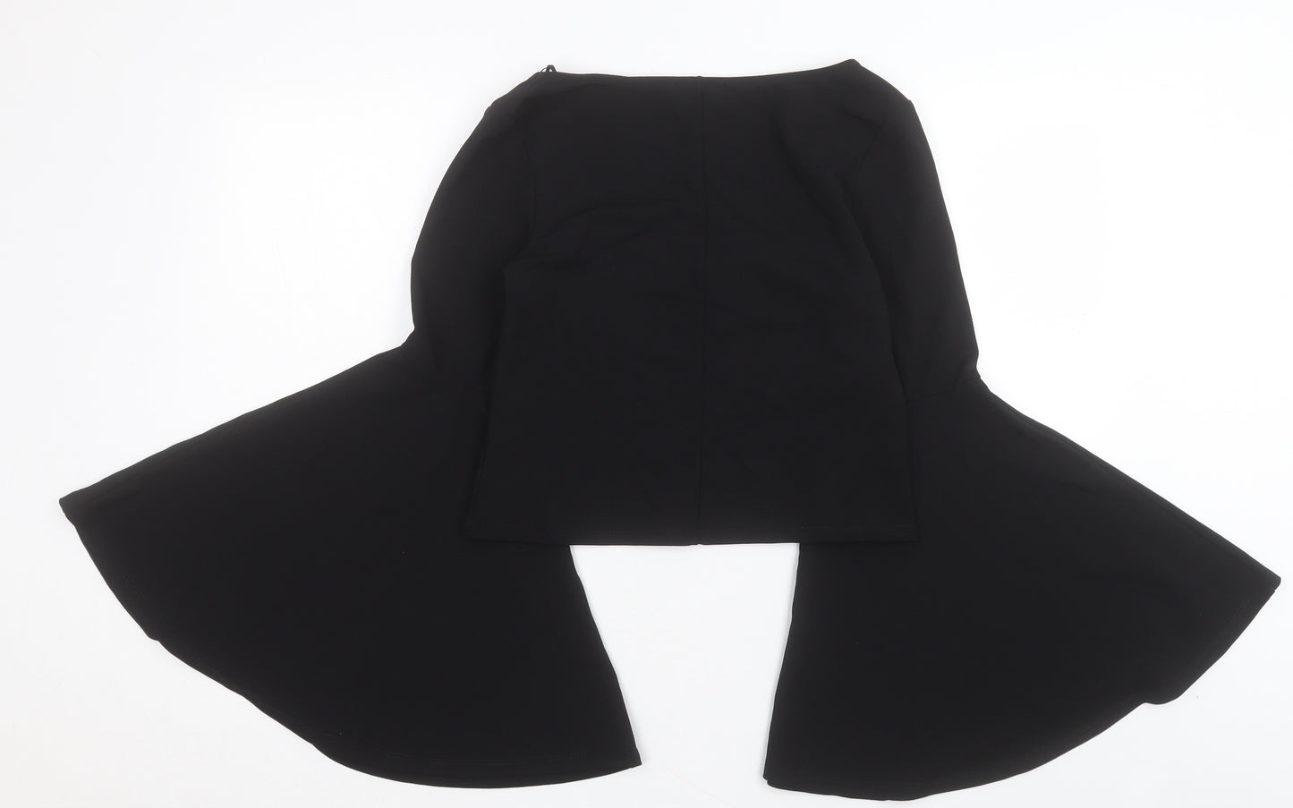 Zara Womens Black Polyester Cropped Blouse Size S Scoop Neck