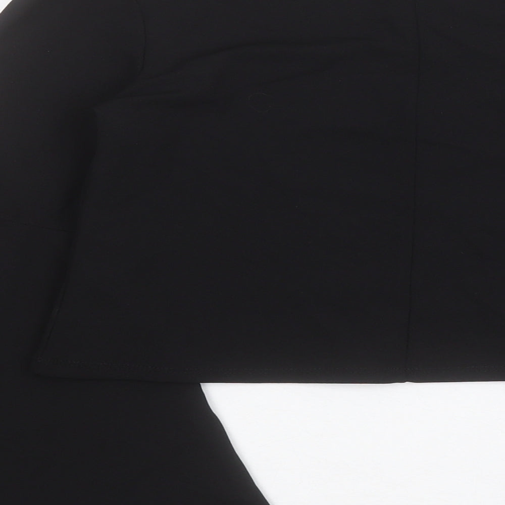 Zara Womens Black Polyester Cropped Blouse Size S Scoop Neck