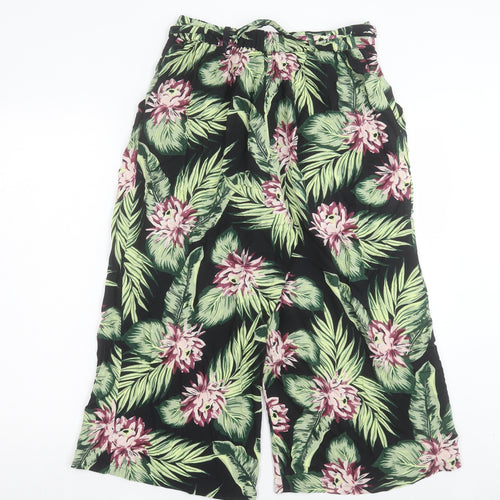 George Womens Green Floral Viscose Cropped Trousers Size 10 L20 in Regular Tie