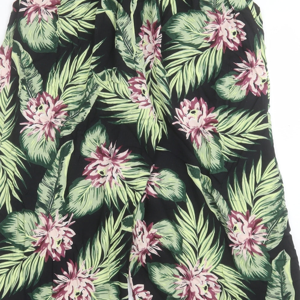 George Womens Green Floral Viscose Cropped Trousers Size 10 L20 in Regular Tie