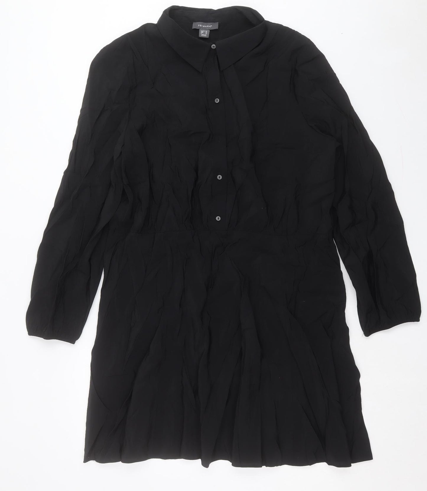 Primark Womens Black Modal Shirt Dress Size 20 Collared Button