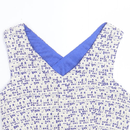 Drole de Copine Womens Blue Geometric Polyester Cropped Tank Size S V-Neck