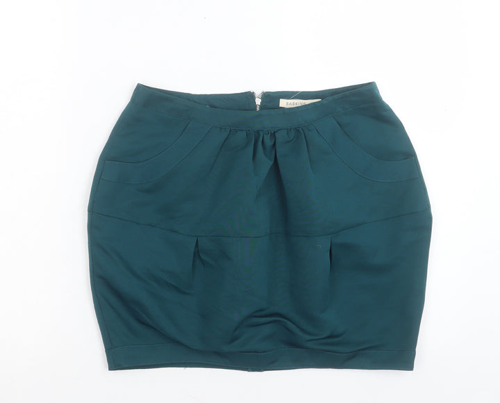 Barkins Womens Green Polyester A-Line Skirt Size 10 Zip