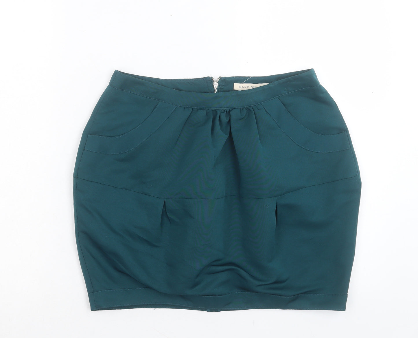 Barkins Womens Green Polyester A-Line Skirt Size 10 Zip