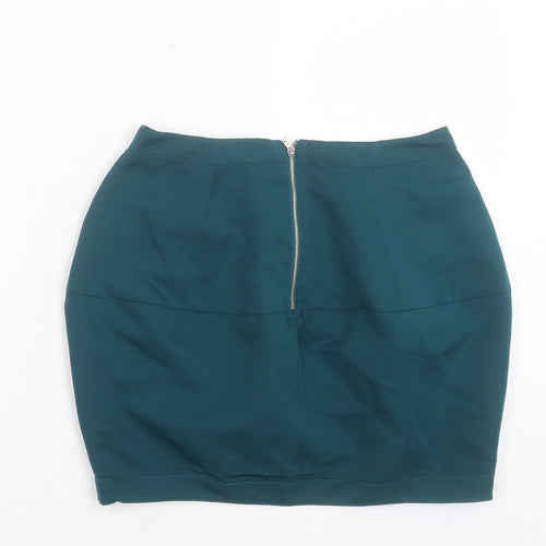 Barkins Womens Green Polyester A-Line Skirt Size 10 Zip