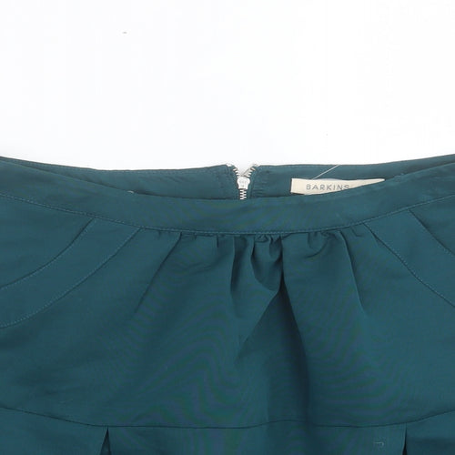 Barkins Womens Green Polyester A-Line Skirt Size 10 Zip