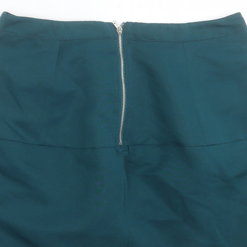 Barkins Womens Green Polyester A-Line Skirt Size 10 Zip