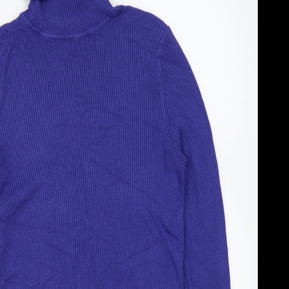 Marks and Spencer Womens Blue Roll Neck Viscose Pullover Jumper Size 12
