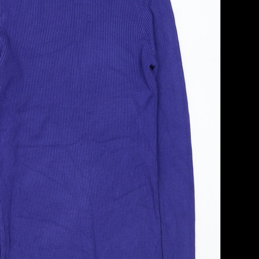 Marks and Spencer Womens Blue Roll Neck Viscose Pullover Jumper Size 12