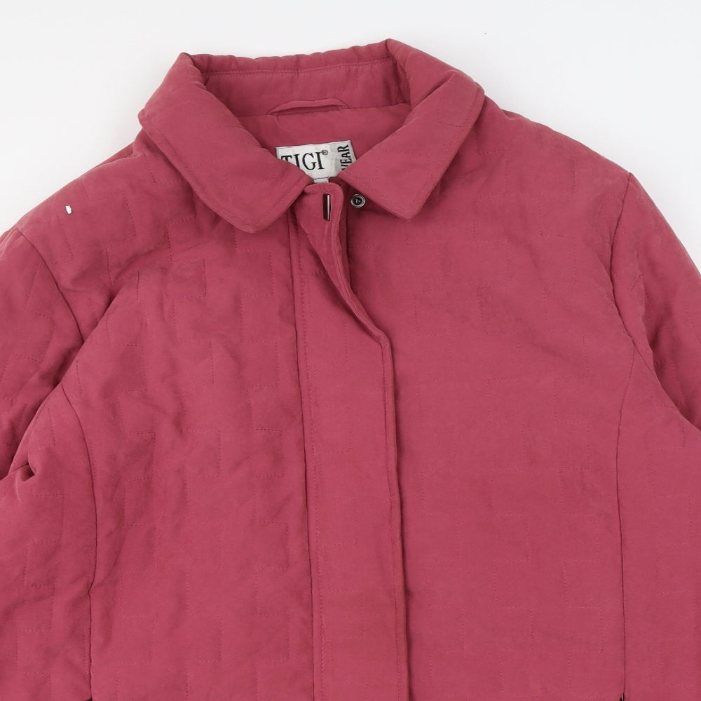 Tigi Womens Pink Jacket Coat Size 22 Zip