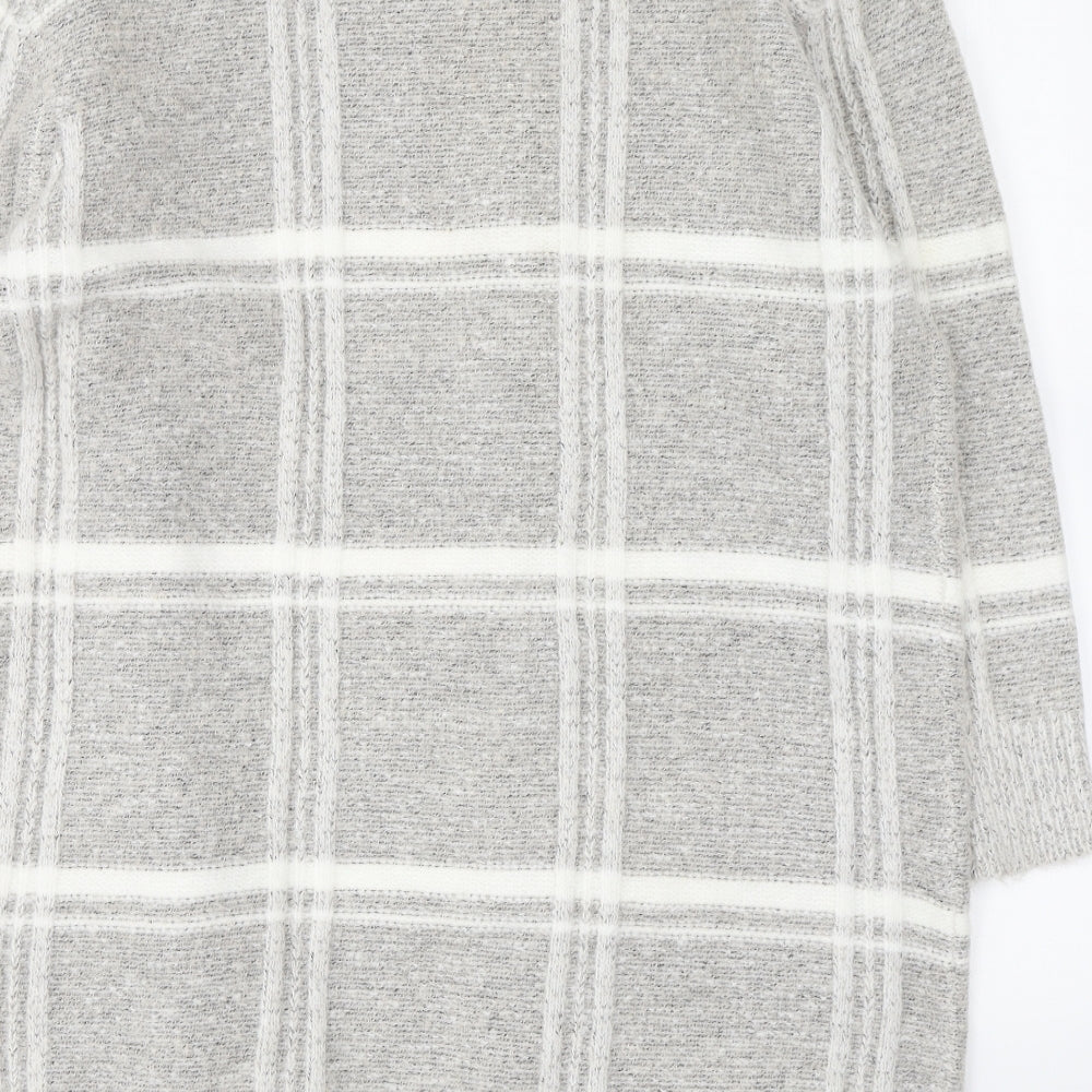 Atmosphere Womens Grey V-Neck Plaid Acrylic Cardigan Jumper Size L