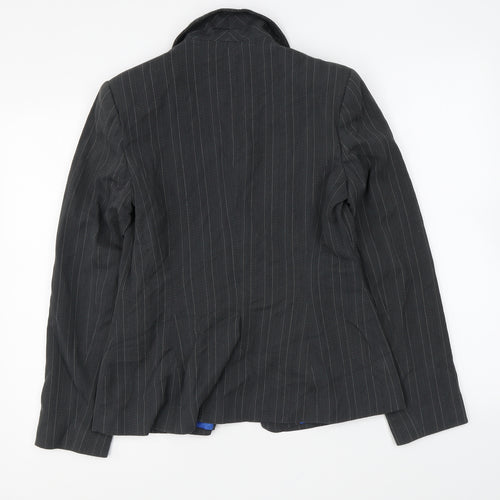 Essential Womens Grey Striped Jacket Blazer Size 10 Button