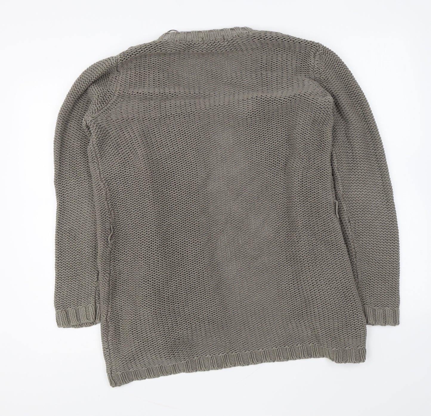 Marks and Spencer Womens Brown V-Neck Cotton Cardigan Jumper Size 12
