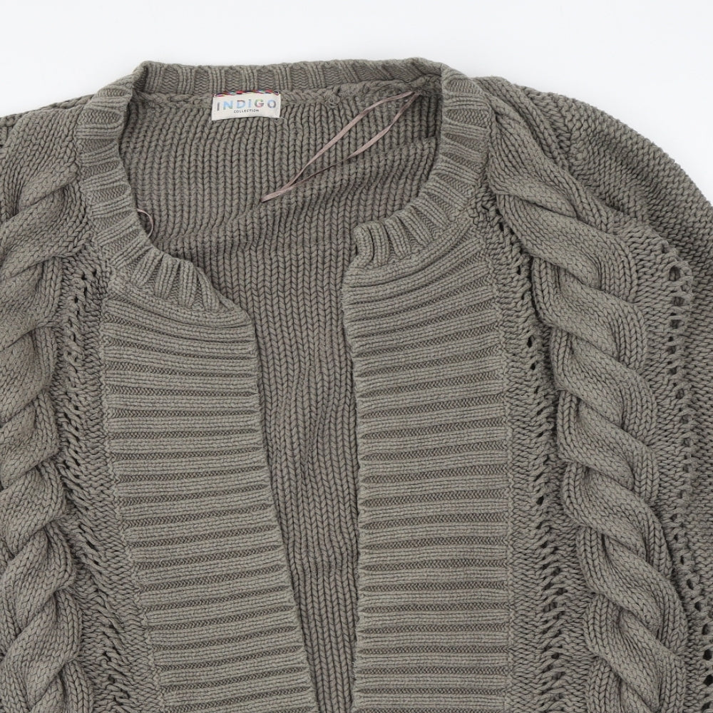 Marks and Spencer Womens Brown V-Neck Cotton Cardigan Jumper Size 12