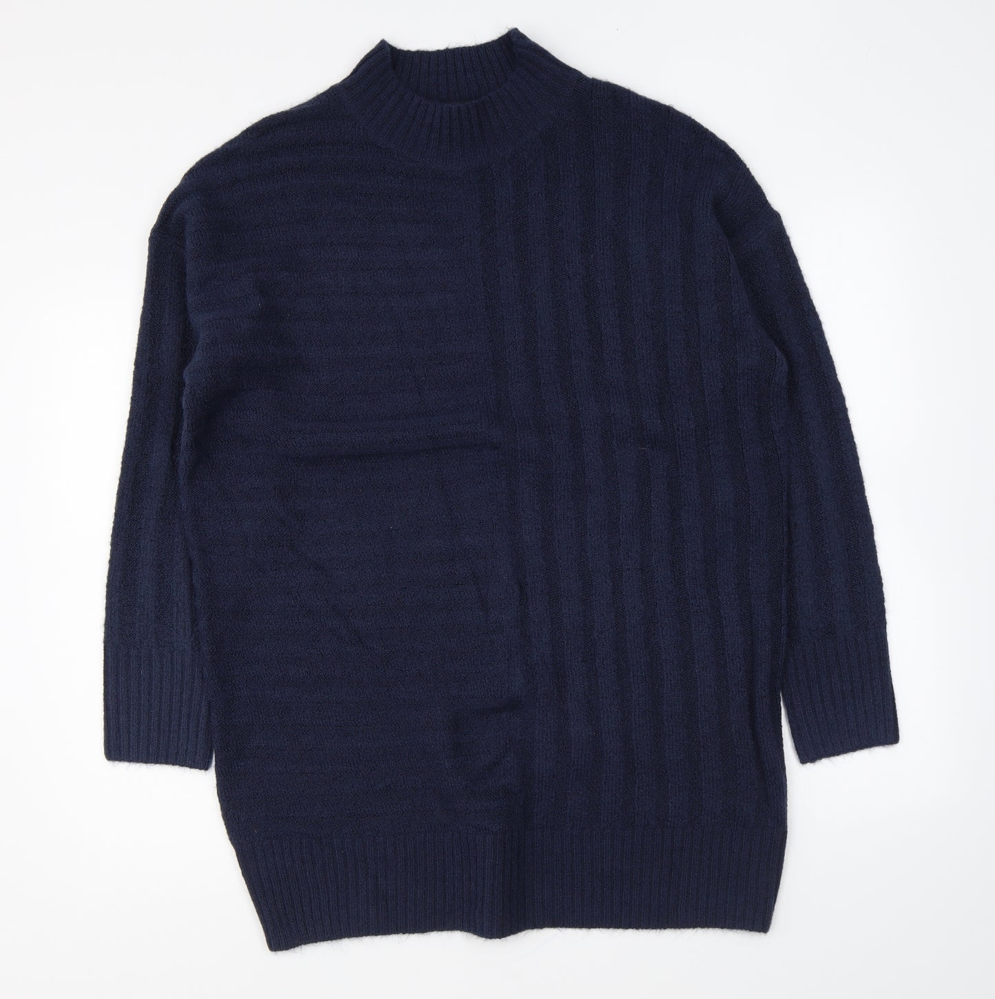 George Womens Blue High Neck Acrylic Pullover Jumper Size M