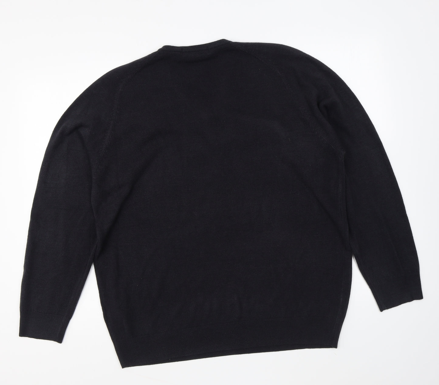 Marks and Spencer Mens Blue V-Neck Acrylic Pullover Jumper Size L