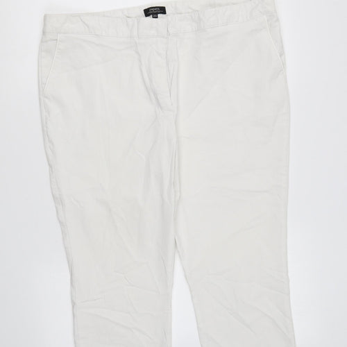 Papaya Womens White Viscose Capri Trousers Size 20 L20 in Regular Zip