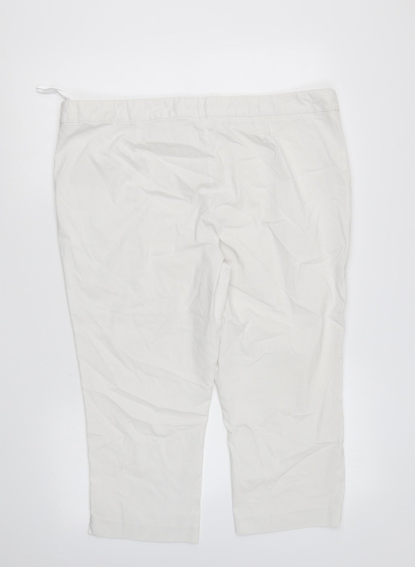 Papaya Womens White Viscose Capri Trousers Size 20 L20 in Regular Zip