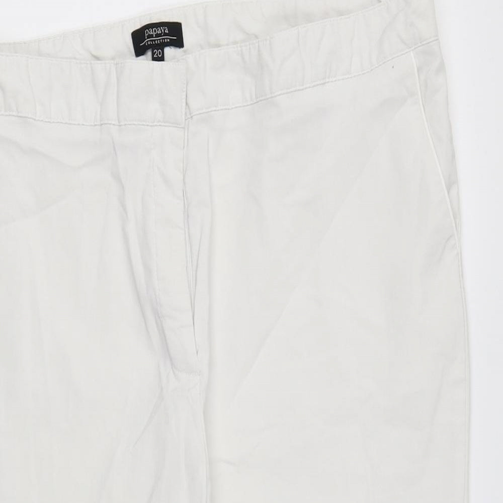 Papaya Womens White Viscose Capri Trousers Size 20 L20 in Regular Zip