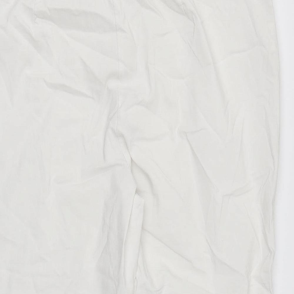 Papaya Womens White Viscose Capri Trousers Size 20 L20 in Regular Zip