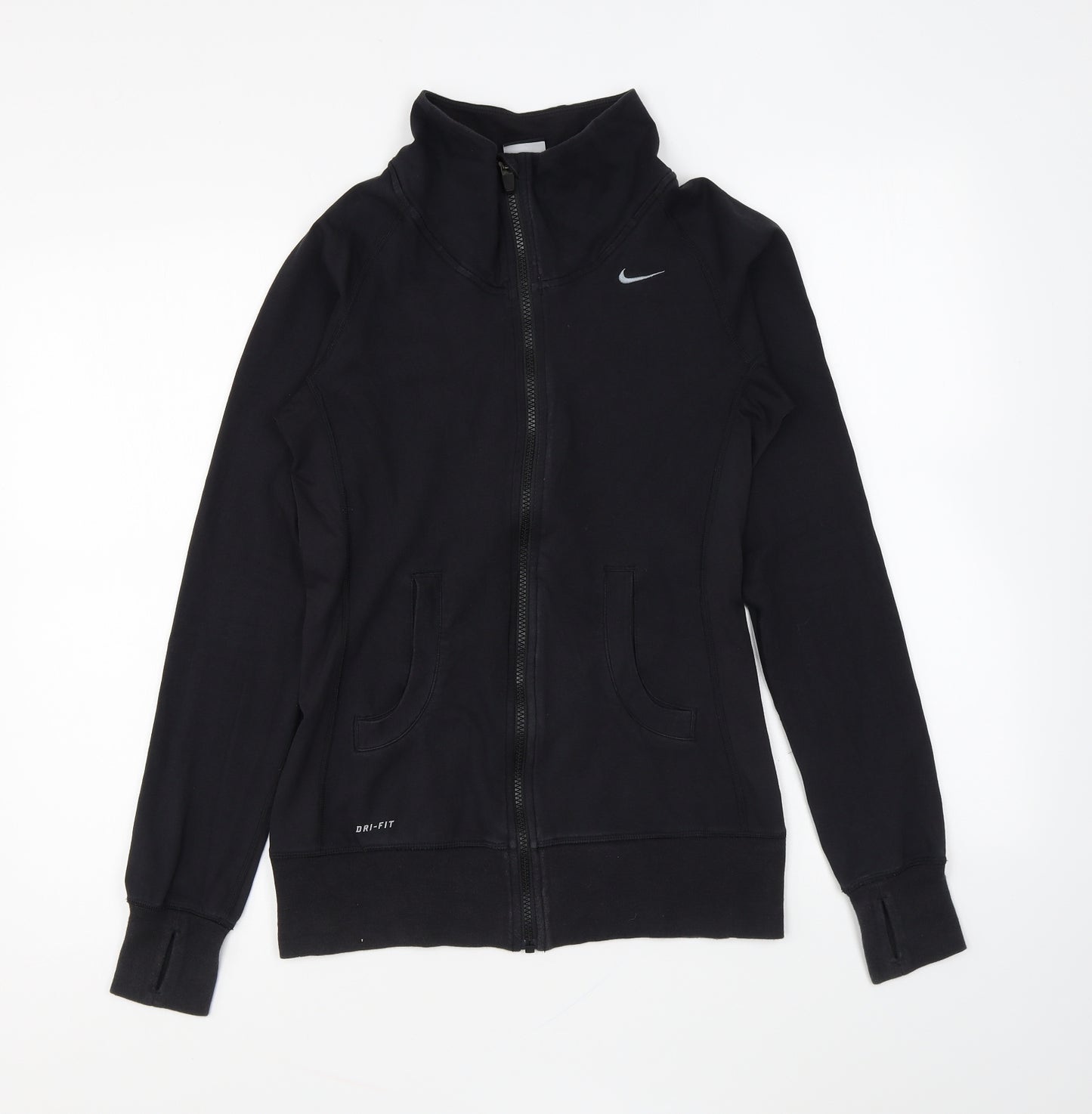 Nike Womens Black Cotton Full Zip Sweatshirt Size S Zip