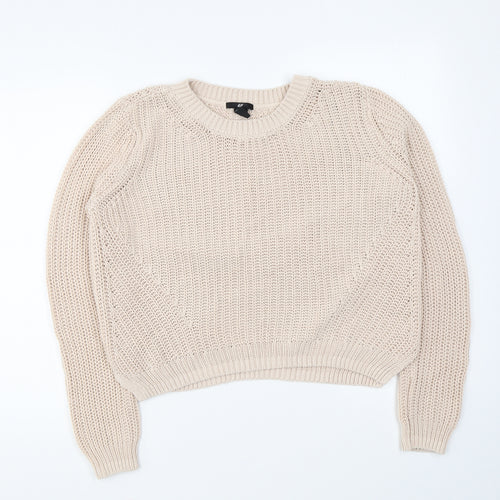 H&M Womens Pink Round Neck Cotton Pullover Jumper Size M