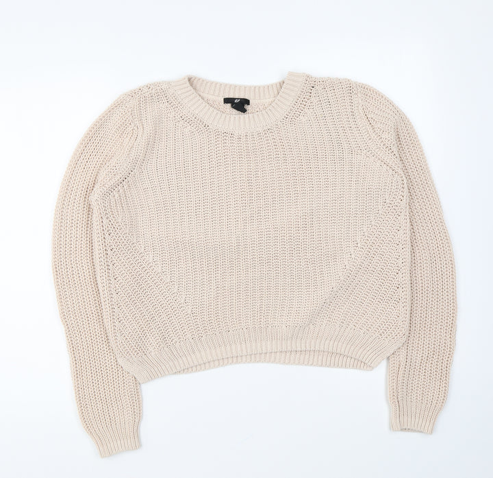 H&M Womens Pink Round Neck Cotton Pullover Jumper Size M