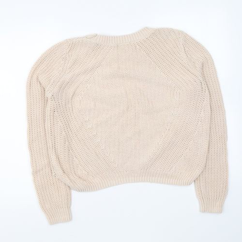 H&M Womens Pink Round Neck Cotton Pullover Jumper Size M